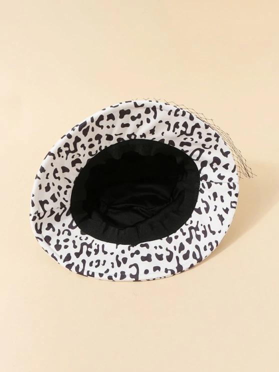 Mesh Embellished Cow Pattern Bucket Hat - LuckyFash™