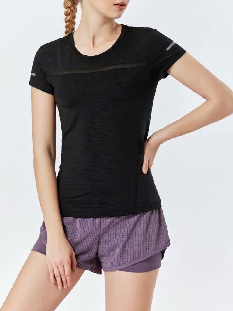Mesh Insert Sports Tee - Activewear - INS | Online Fashion Free Shipping Clothing, Dresses, Tops, Shoes - 02/04/2021 - Activewear - Black