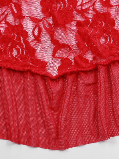 Mesh Lace Rose Flower Lingeries Dress - Lingeries - INS | Online Fashion Free Shipping Clothing, Dresses, Tops, Shoes - 07/06/2021 - Category_ Lingeries - Color_Black