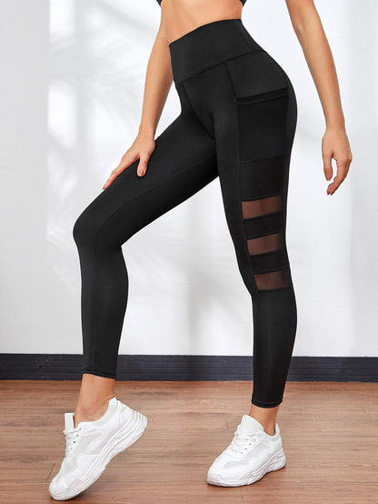 Mesh Panel Sports Leggings & Phone Pocket - INS | Online Fashion Free Shipping Clothing, Dresses, Tops, Shoes