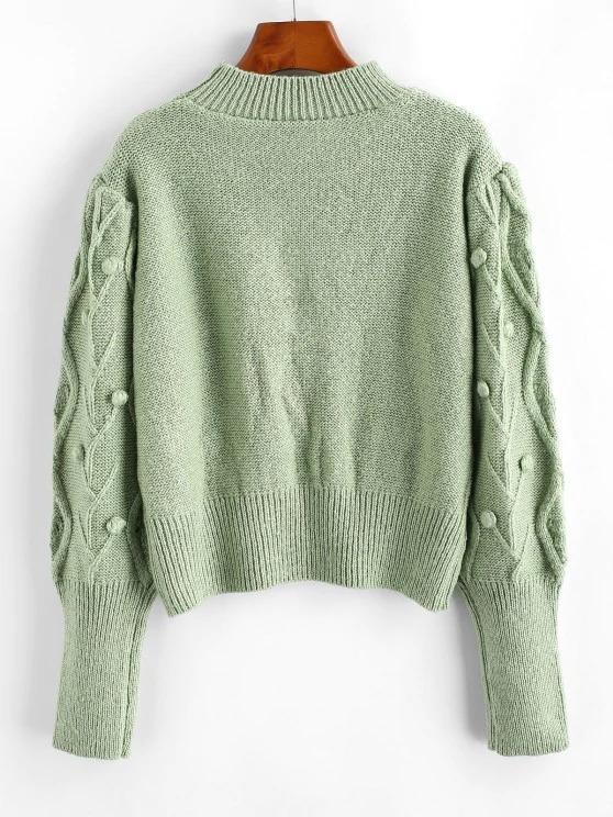 Mock Neck Dotted Bubble Mixed Knit Sweater - INS | Online Fashion Free Shipping Clothing, Dresses, Tops, Shoes