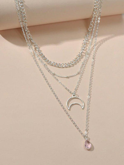 Moon Charm Layered Necklace - INS | Online Fashion Free Shipping Clothing, Dresses, Tops, Shoes