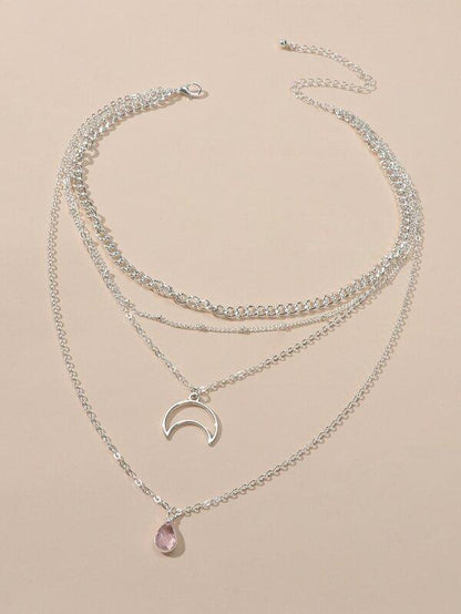 Moon Charm Layered Necklace - INS | Online Fashion Free Shipping Clothing, Dresses, Tops, Shoes