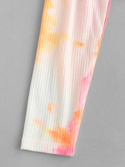 Neon Tie Dye Ribbed Wrap-tie Surplice Top - INS | Online Fashion Free Shipping Clothing, Dresses, Tops, Shoes