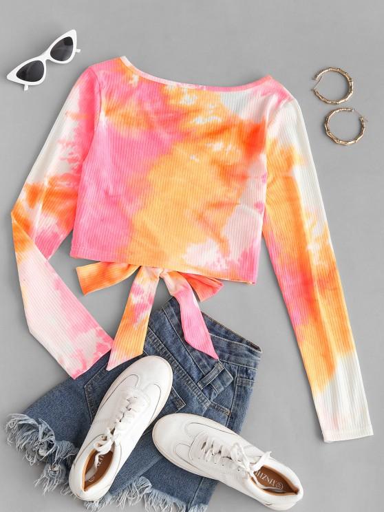 Neon Tie Dye Ribbed Wrap-tie Surplice Top - INS | Online Fashion Free Shipping Clothing, Dresses, Tops, Shoes