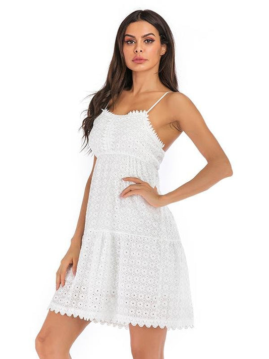 New Eyelet Lace Mini Dress - Dresses - INS | Online Fashion Free Shipping Clothing, Dresses, Tops, Shoes - 03/02/2021 - 2XL - Casual