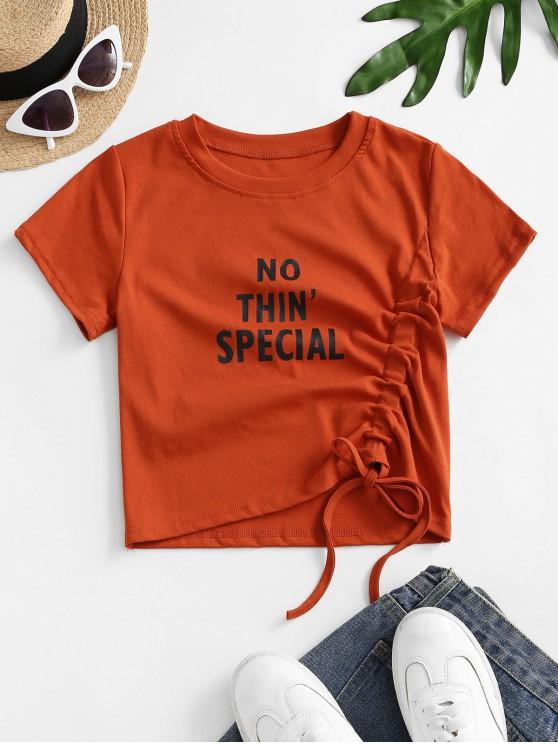 No Thin Special Graphic Cinched Tee - INS | Online Fashion Free Shipping Clothing, Dresses, Tops, Shoes