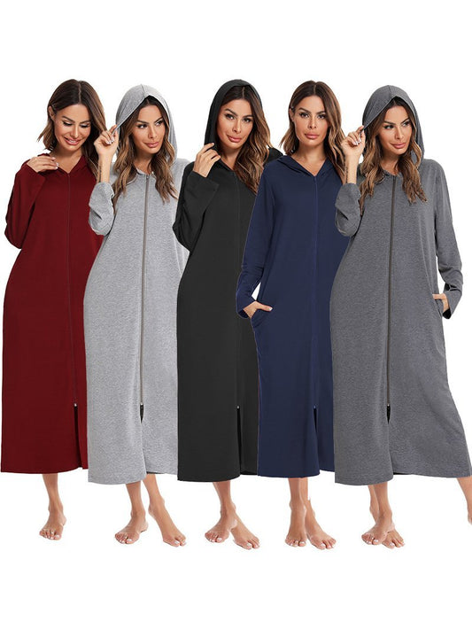 O-ring Zip Up Hooded Lounge Robe - Robes - INS | Online Fashion Free Shipping Clothing, Dresses, Tops, Shoes - 03/02/2021 - 2XL - Black