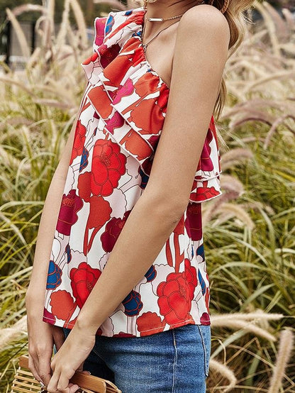 Oblique Shoulder Sleeveless Printing Tank Tops - Tank Tops - INS | Online Fashion Free Shipping Clothing, Dresses, Tops, Shoes - 20-30 - 24/06/2021 - Category_Tank Tops