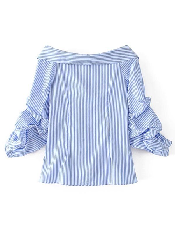 Off-the-Shoulder Striped Buttoned Shirt - INS | Online Fashion Free Shipping Clothing, Dresses, Tops, Shoes