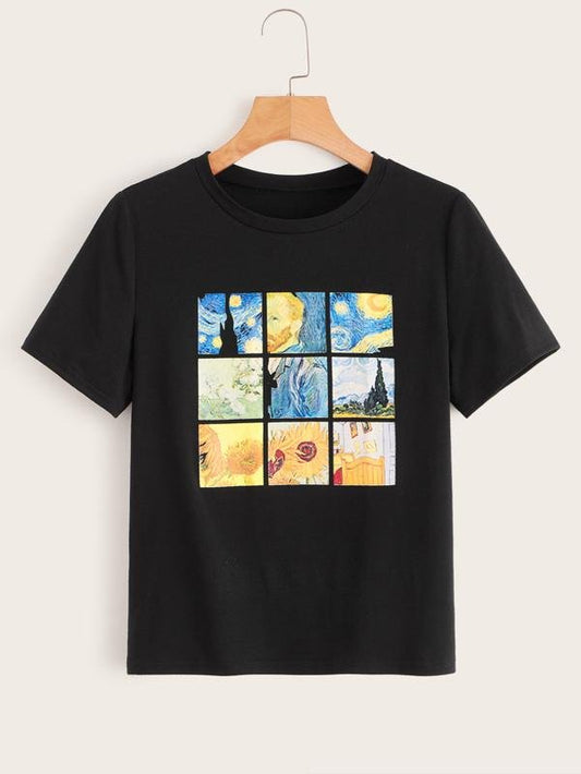 Oil Painting Print Tee - INS | Online Fashion Free Shipping Clothing, Dresses, Tops, Shoes