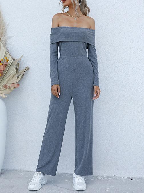 One-line Collar Off-shoulder Long-sleeved Rompers - Jumpsuits & Rompers - INS | Online Fashion Free Shipping Clothing, Dresses, Tops, Shoes - 01/07/2021 - 30-40 - Bottoms