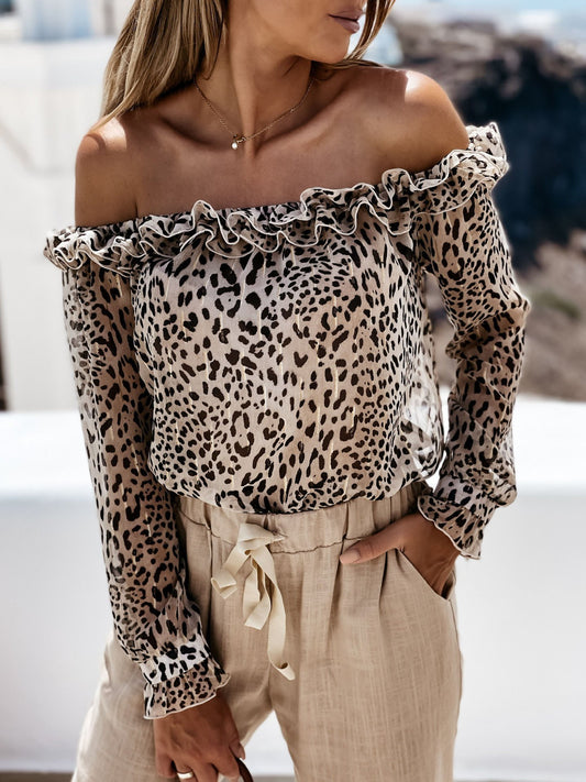 One-neck Cutout Leopard Print Casual Shirt - Blouses - INS | Online Fashion Free Shipping Clothing, Dresses, Tops, Shoes - 20-30 - 23/07/2021 - BLO2107231255