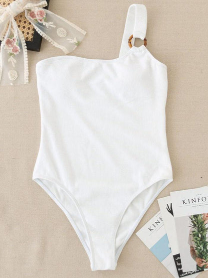 One-piece One-shoulder O Ring Sexy Swimsuit - Swimsuits - INS | Online Fashion Free Shipping Clothing, Dresses, Tops, Shoes - 23/04/2021 - BIK210423168 - Color_White