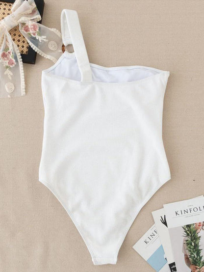 One-piece One-shoulder O Ring Sexy Swimsuit - Swimsuits - INS | Online Fashion Free Shipping Clothing, Dresses, Tops, Shoes - 23/04/2021 - BIK210423168 - Color_White