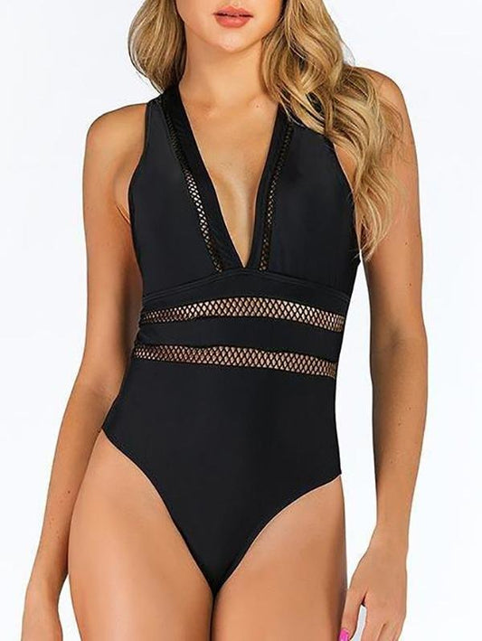 One-piece Swimsuit Mesh Hollow Swimsuit - Swimsuits - INS | Online Fashion Free Shipping Clothing, Dresses, Tops, Shoes - 06/04/2021 - AMZ - Black