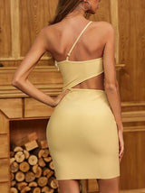 One Shoulder Cutout Detail Bandage Dress - Dresses - INS | Online Fashion Free Shipping Clothing, Dresses, Tops, Shoes - 02/05/2021 - Bodycon Dresses - Color_Yellow