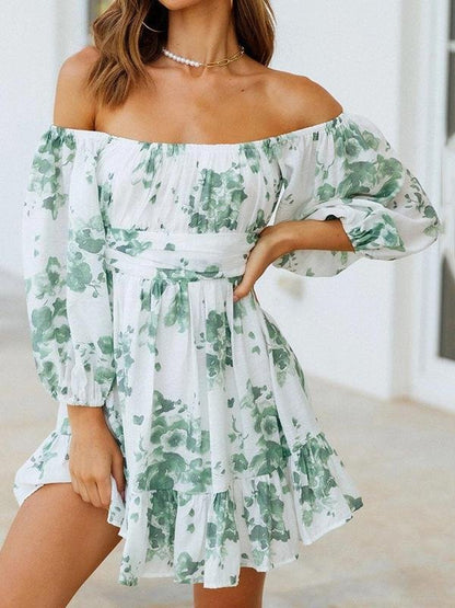 One Shoulder Foral Printed Backless Dress - Mini Dresses - INS | Online Fashion Free Shipping Clothing, Dresses, Tops, Shoes - 10/06/2021 - Color_White - DRE2106100275