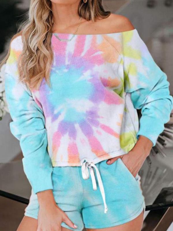 One Shoulder Tie Dye Pants Suit - INS | Online Fashion Free Shipping Clothing, Dresses, Tops, Shoes