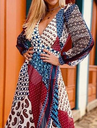 Open Back Printed Bohemian Dress - Maxi Dresses - INS | Online Fashion Free Shipping Clothing, Dresses, Tops, Shoes - 15/06/2021 - Color_Blue - DRE2106150456