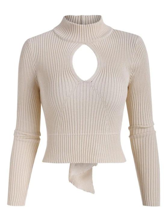 Open Back Ribbed Tie Cut Out Knitwear - INS | Online Fashion Free Shipping Clothing, Dresses, Tops, Shoes