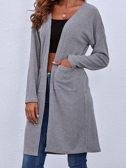 Open Front Split Side Coat - Coats - INS | Online Fashion Free Shipping Clothing, Dresses, Tops, Shoes - 02/03/2021 - Autumn - Basic