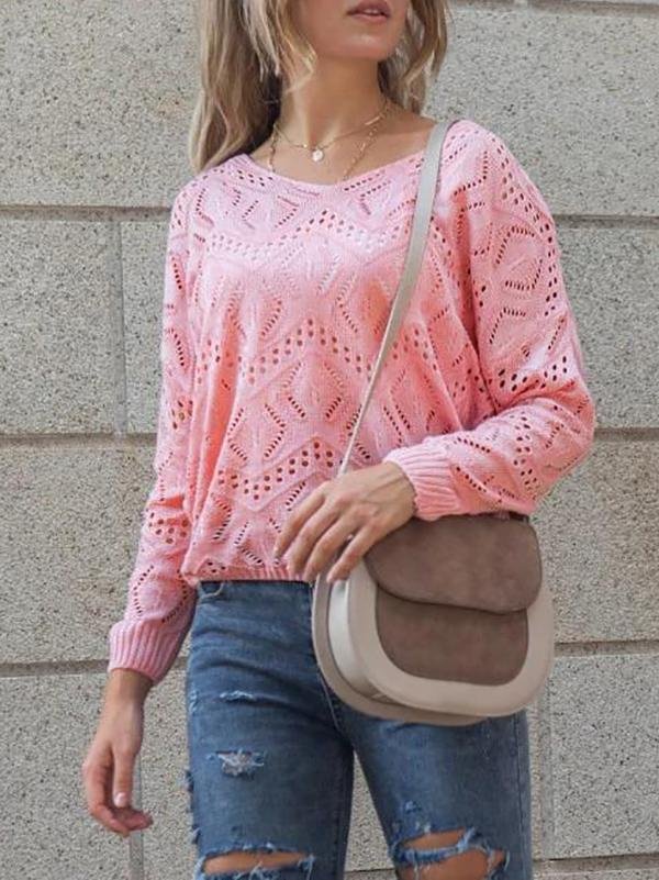 Open-knit Drop Shoulder Sweater - Sweaters - INS | Online Fashion Free Shipping Clothing, Dresses, Tops, Shoes - 02/08/2021 - Autumn - Casual