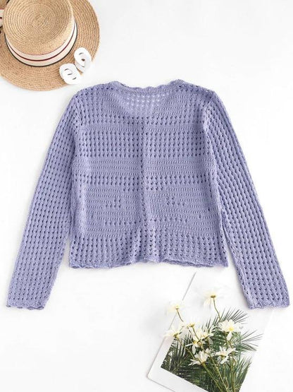 Open Knit Pearly Button Up Cardigan - INS | Online Fashion Free Shipping Clothing, Dresses, Tops, Shoes