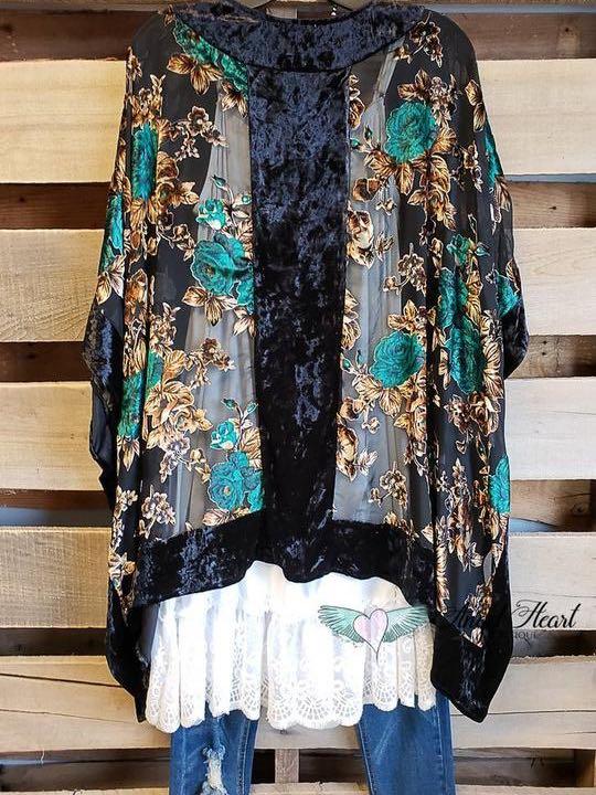 OPPOSITES ATTRACT BURNOUT VELVET KIMONO - BLACK - INS | Online Fashion Free Shipping Clothing, Dresses, Tops, Shoes