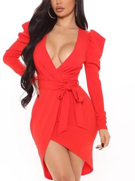 Owning This Moment Long Sleeve Elegant Mini Dress - Mini Dresses - INS | Online Fashion Free Shipping Clothing, Dresses, Tops, Shoes - 09/04/2021 - Colour_Red - Colour_Yellow