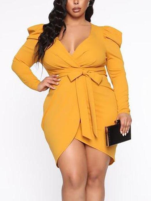 Owning This Moment Long Sleeve Elegant Mini Dress - Mini Dresses - INS | Online Fashion Free Shipping Clothing, Dresses, Tops, Shoes - 09/04/2021 - Colour_Red - Colour_Yellow