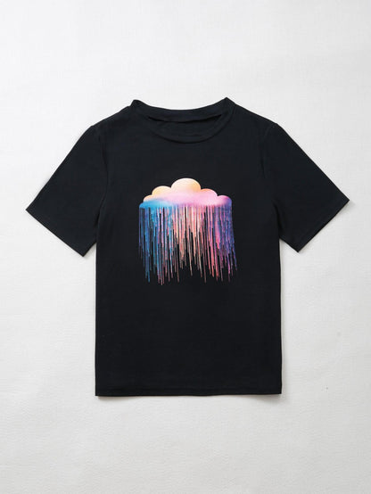 Paint Drip Print Crew Neck Tee - INS | Online Fashion Free Shipping Clothing, Dresses, Tops, Shoes