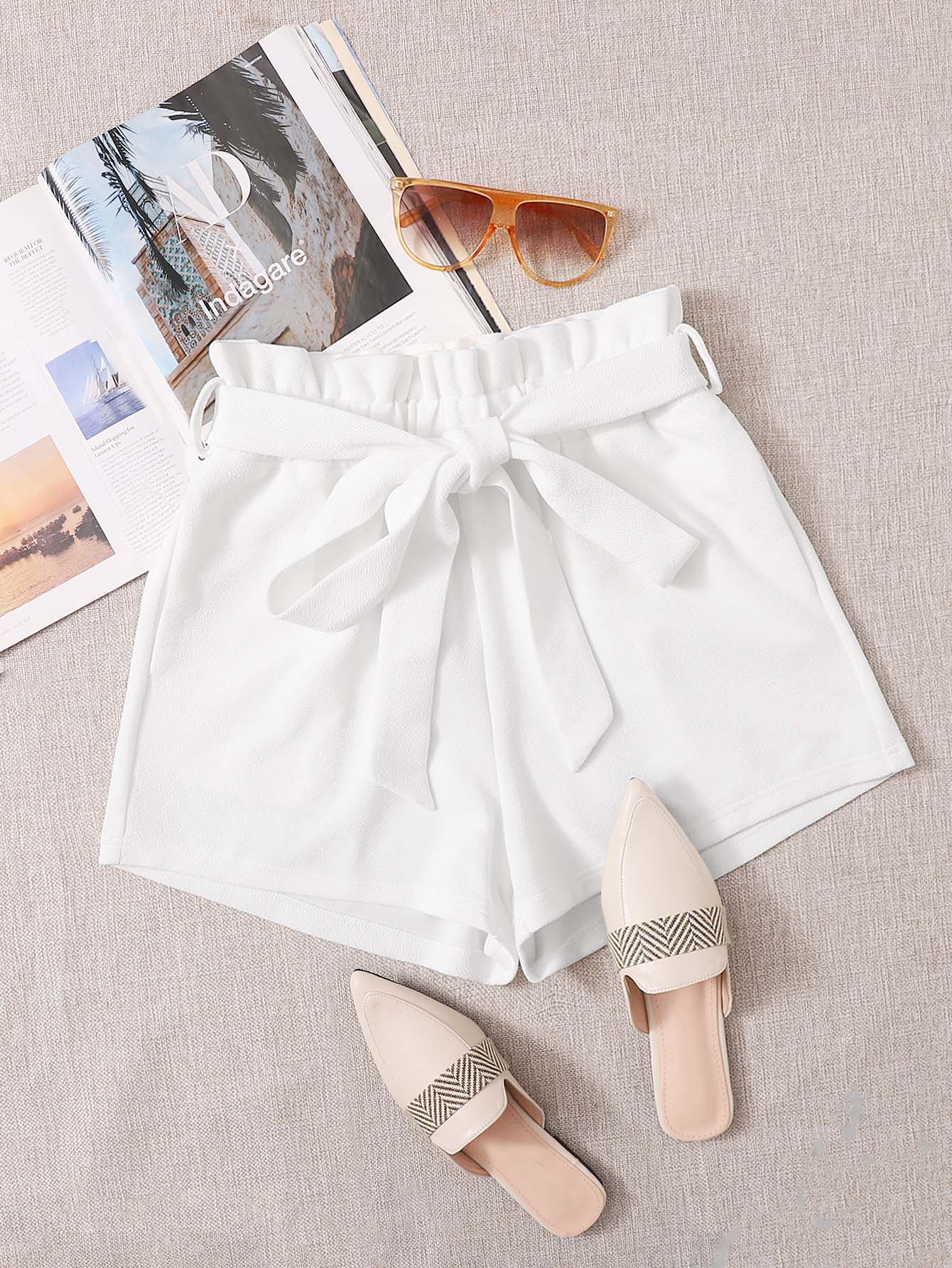 Paperbag Waist Slant Pocket Self Belted Shorts - INS | Online Fashion Free Shipping Clothing, Dresses, Tops, Shoes
