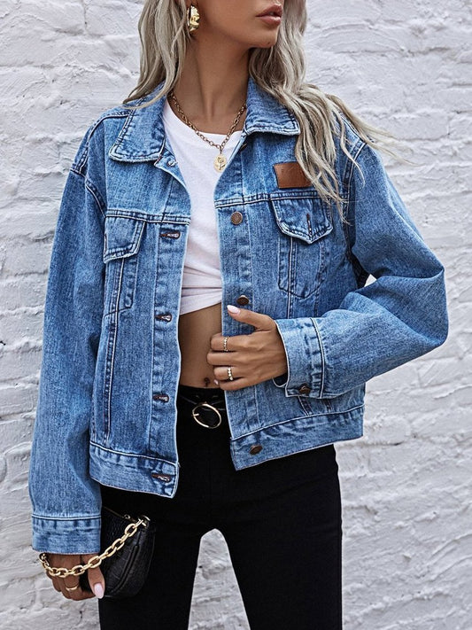 Patched Button Up Denim Jacket - Denims - INS | Online Fashion Free Shipping Clothing, Dresses, Tops, Shoes - 2XL - 3XL - 4XL
