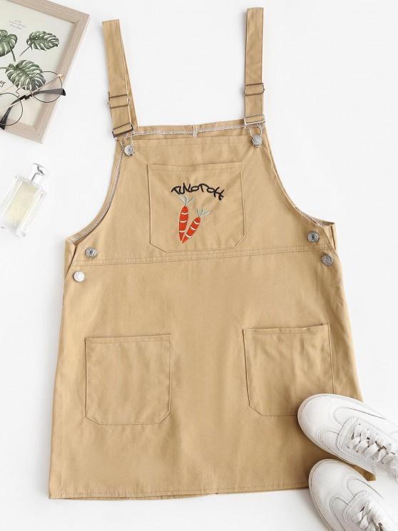 Patched Pocket Carrot Embroidery Pinafore Dress - INS | Online Fashion Free Shipping Clothing, Dresses, Tops, Shoes
