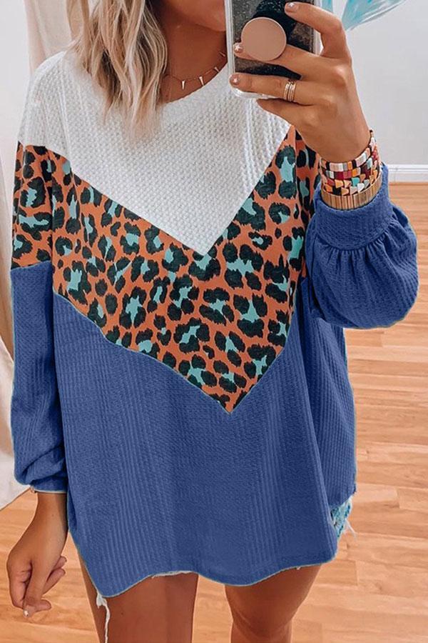 Patchwork Leopard Print Relaxed T-Shirt - Mx T-shirts - INS | Online Fashion Free Shipping Clothing, Dresses, Tops, Shoes - GMC-Mx-T-shirts - Mx T-shirts - New t-shirts