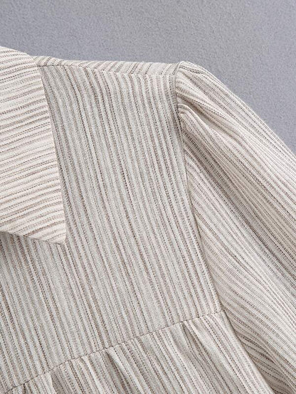 Pinstriped Ruffle Hem Button Up Blouse - INS | Online Fashion Free Shipping Clothing, Dresses, Tops, Shoes