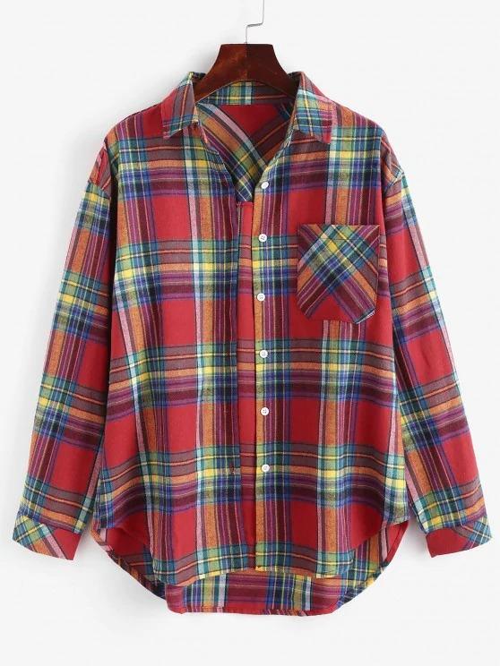 Plaid Button Up Pockets Shirt - INS | Online Fashion Free Shipping Clothing, Dresses, Tops, Shoes