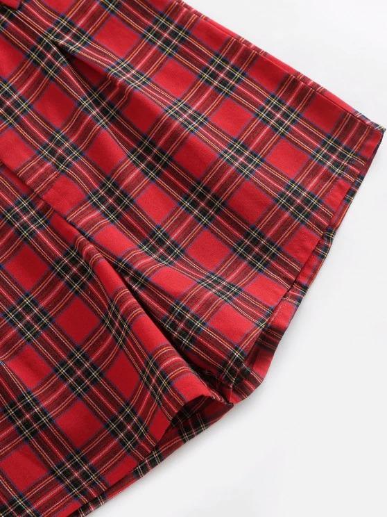 Plaid High Waisted Zipper Fly Shorts - INS | Online Fashion Free Shipping Clothing, Dresses, Tops, Shoes