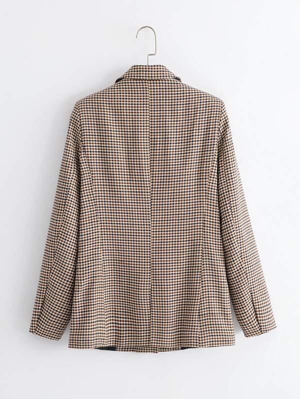 Plaid Lapel Collar Double Breasted Blazer - INS | Online Fashion Free Shipping Clothing, Dresses, Tops, Shoes