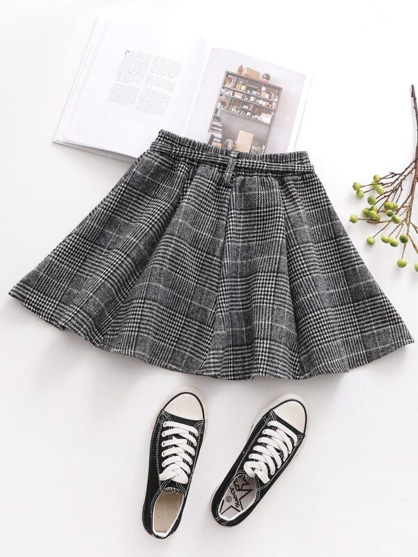 Plaid Pom Pom Belted Skirt - INS | Online Fashion Free Shipping Clothing, Dresses, Tops, Shoes