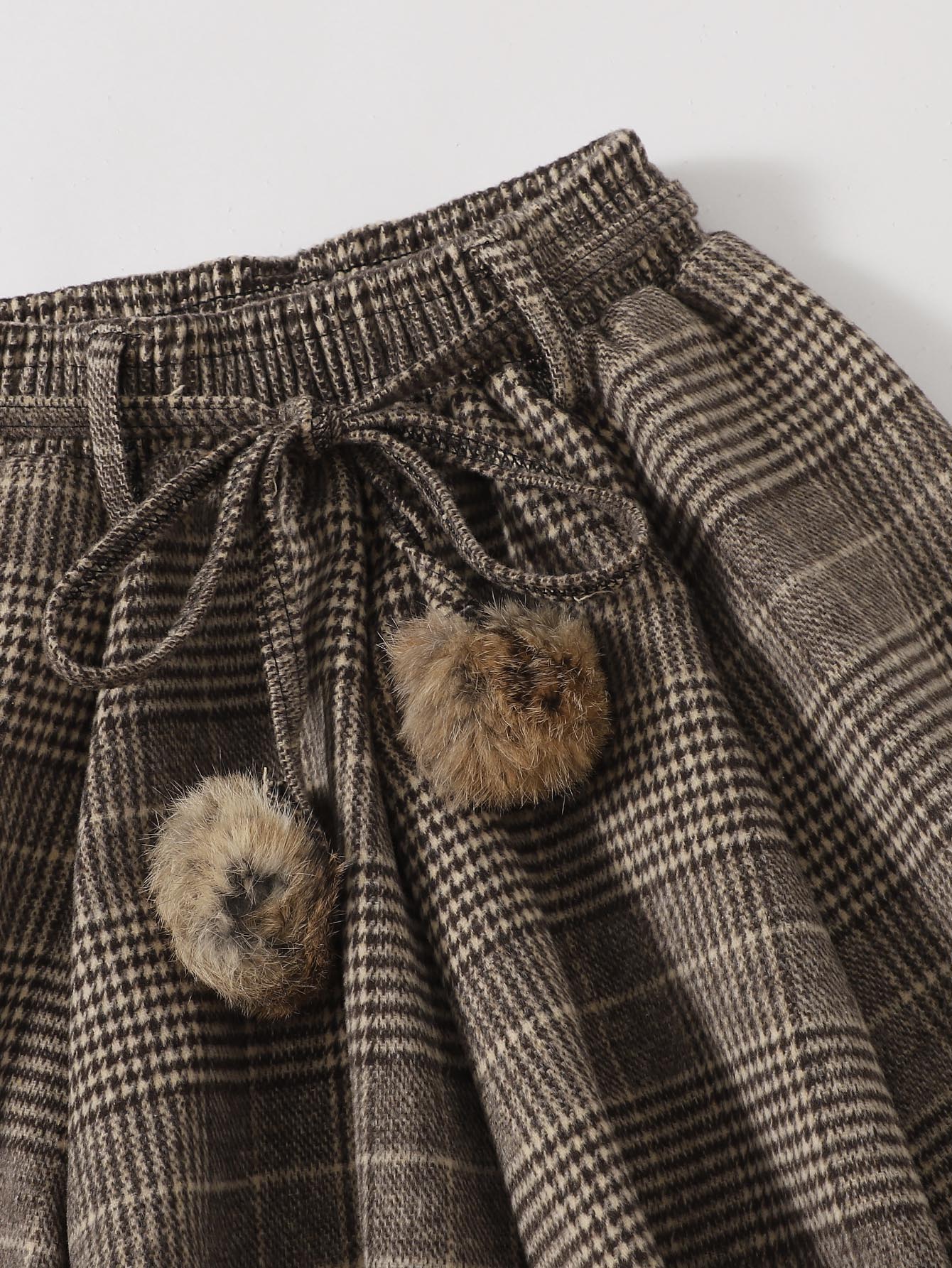 Plaid Pom Pom Belted Skirt - INS | Online Fashion Free Shipping Clothing, Dresses, Tops, Shoes