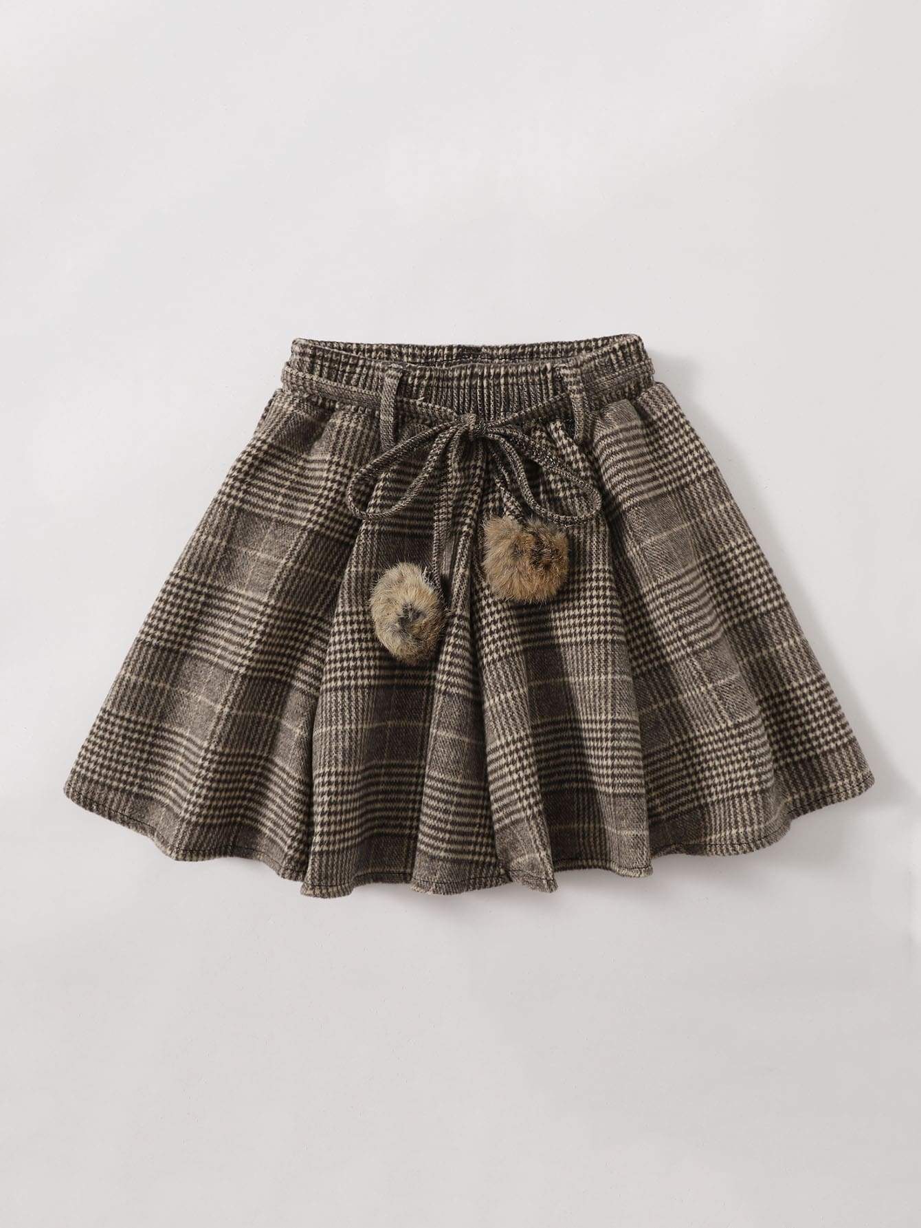 Plaid Pom Pom Belted Skirt - INS | Online Fashion Free Shipping Clothing, Dresses, Tops, Shoes