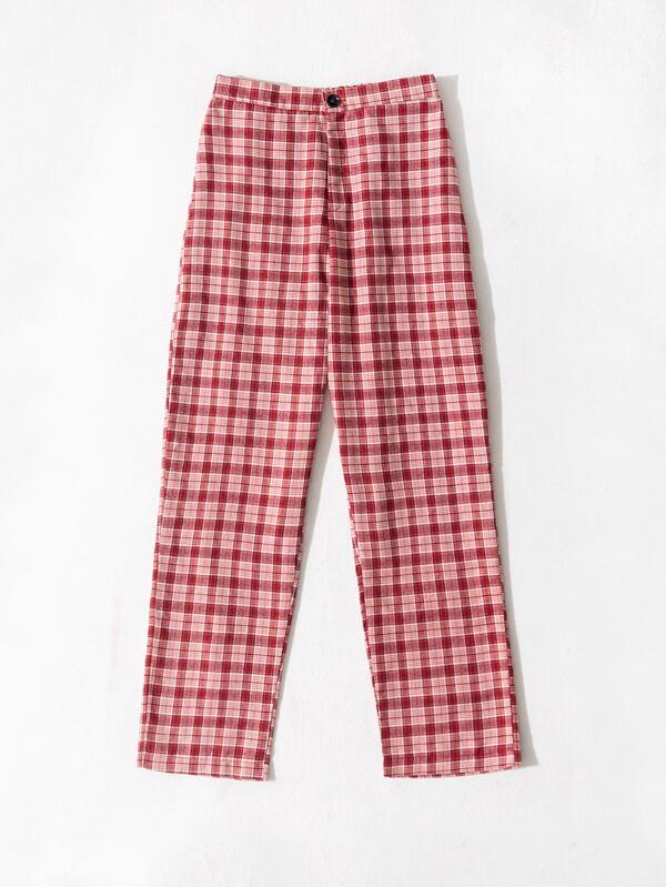 Plaid Print Straight Leg Pants - INS | Online Fashion Free Shipping Clothing, Dresses, Tops, Shoes