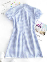 Plaid Puff Sleeve Oriental Cheongsam Dress - INS | Online Fashion Free Shipping Clothing, Dresses, Tops, Shoes