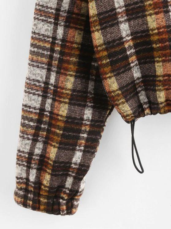 Plaid Teddy Lined Drop Shoulder Jacket - INS | Online Fashion Free Shipping Clothing, Dresses, Tops, Shoes
