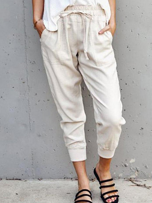 Plain Solid Lace-up Casual Pants - Pants - INS | Online Fashion Free Shipping Clothing, Dresses, Tops, Shoes - 07/07/2021 - 20-30 - Bottoms