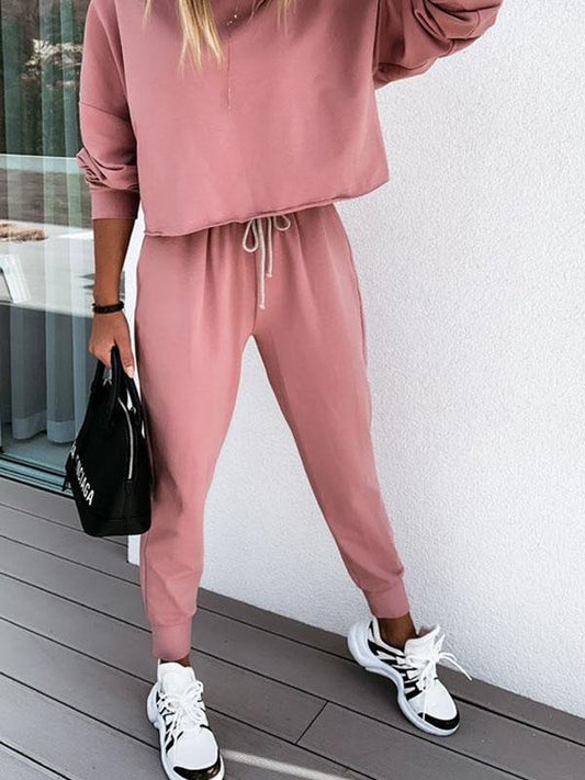 Plain Sporty Long Sleeve Pants Suit - INS | Online Fashion Free Shipping Clothing, Dresses, Tops, Shoes