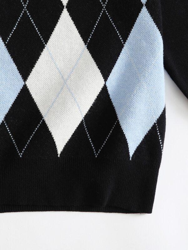 Plus Argyle Pattern Sweater - INS | Online Fashion Free Shipping Clothing, Dresses, Tops, Shoes