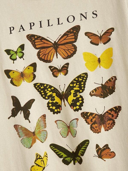 Plus Butterfly And Letter Graphic Tee - INS | Online Fashion Free Shipping Clothing, Dresses, Tops, Shoes